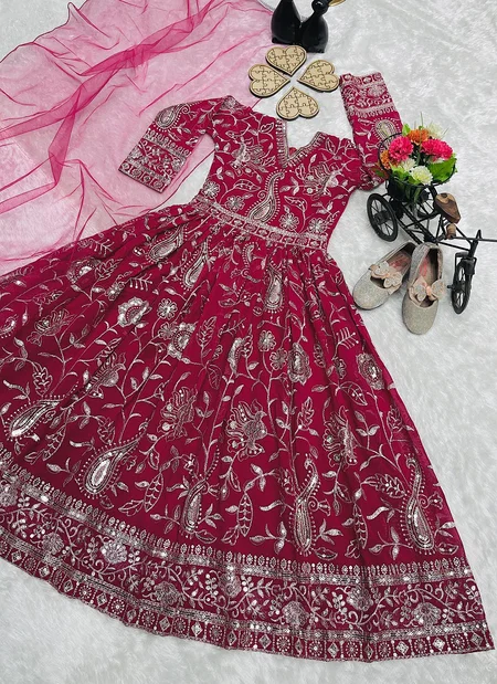 Oc 206 Heavy Faux Georgette With Embroidery Sequence Work Kids Wear Suppliers In India